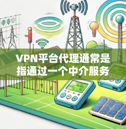 VPN平台代理通常是指通过一个中介服务器（代理服务器）来管理和控制VPN（虚拟专用网络）流量或访问权限。这种代理机制可以帮助企业或个人在一个安全、可控的环境中访问互联网，同时保护敏感数据不被泄露